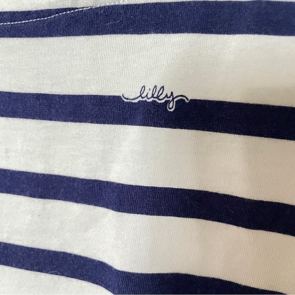 Lilly Pulitzer Beacon Mini Dress Serene Stripe Boatneck 3/4 Sleeve Pima Cotton M - Picture 5 of 9